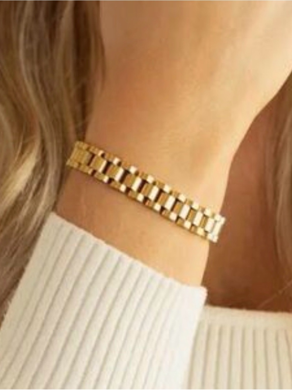 Plunder Gold & Gold Silver Link Bracelet Women's Elegant Rolex Bracelet